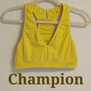 Champion Neon Yellow/Lime V Plunge Seamless Racerback Sports Bra Sz: M